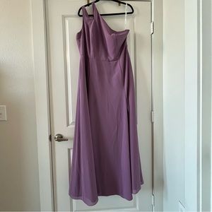 David’s Bridal Chiffon One-Shoulder Cutout Bridesmaid Dress in Wisteria